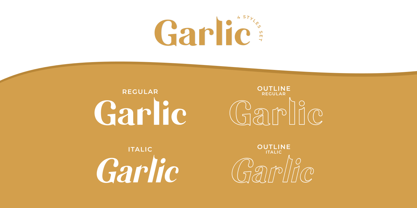 Beispiel einer Garlic Outline Italic-Schriftart